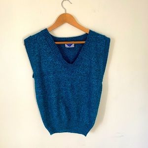 Vintage Justin Allen Teal Blue Sweater Vest Shirt